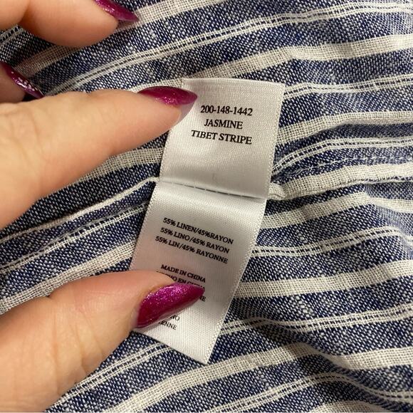 Rails Jasmine "Tibet Stripe" Light Weight Linen Blend Long Sleeve Dress - Picture 4 of 10